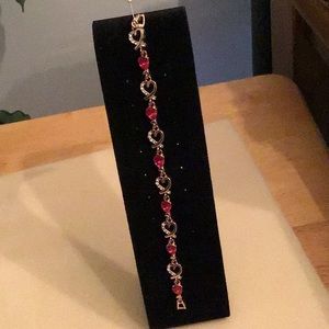 ♥️Hearts and Cherry Red Crystal Bracelet🔴